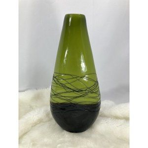 Dale Tiffany Hand Blown Art Glass Vase 14 inch Black/Brown & Green